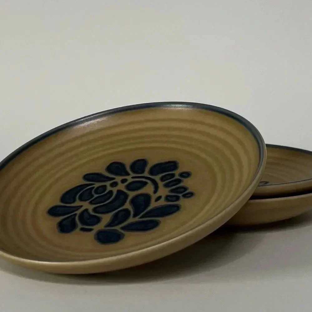 Pfaltzgraff Folk Art Salad Plate Stoneware Blue 3 Plates